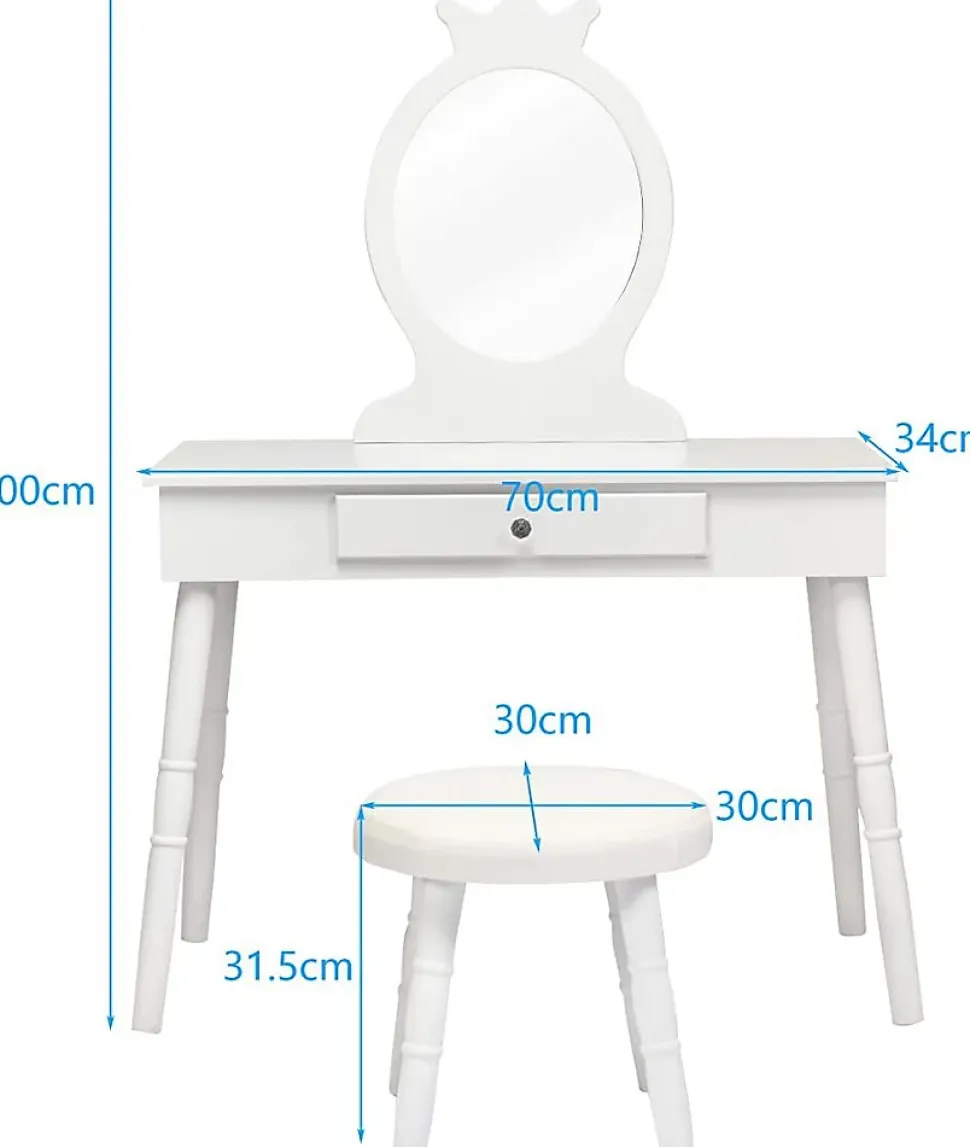 Coiffeuse pour enfants avec tabouret coiffeuse et chaise table cosmetique avec miroir et tiroir egalement comme bureau