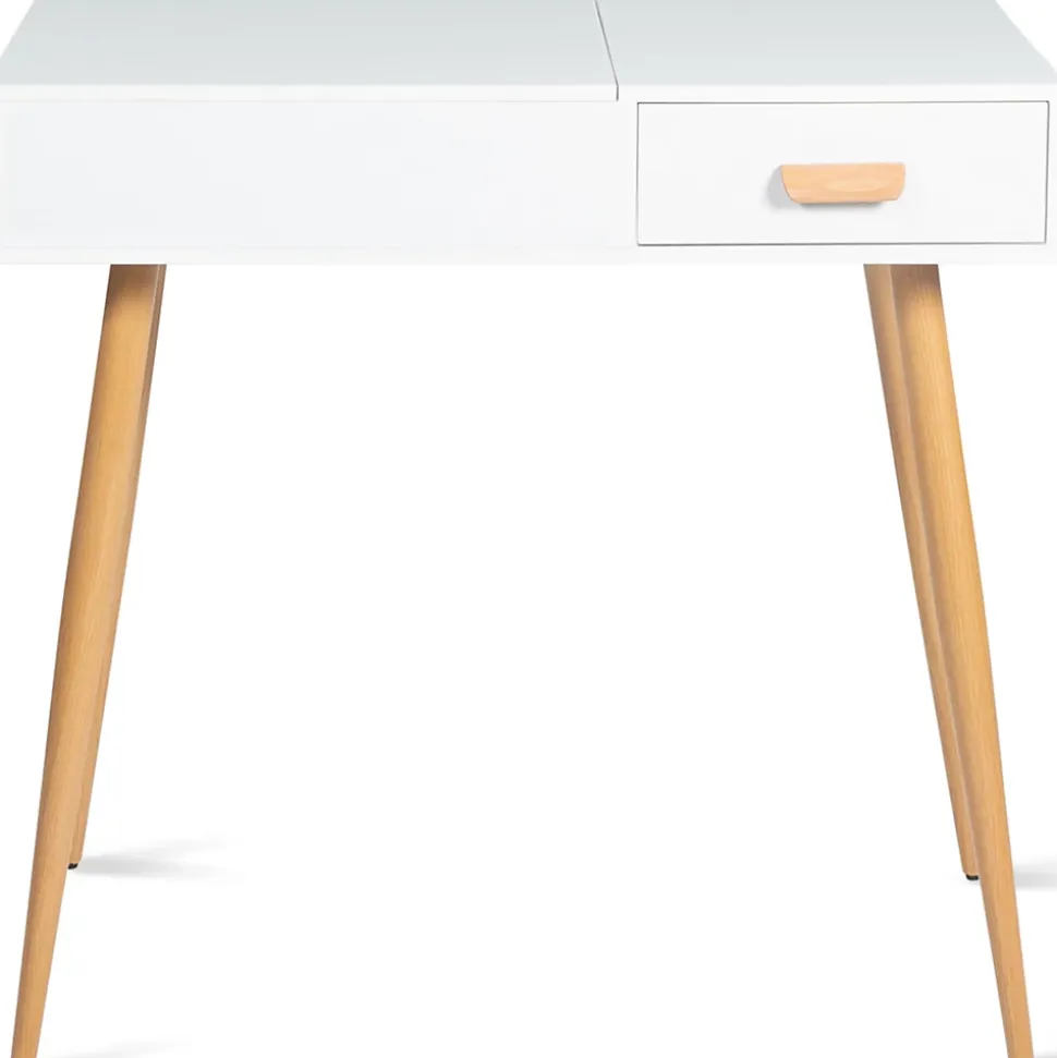 Coiffeuse scandinave LISA miroir rabattable blanche