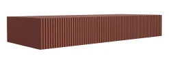 Coiffeuse suspendue avec deux tiroirs, façade rainurée - Couleur : rouge brique, 100 x 40 x 16 cm