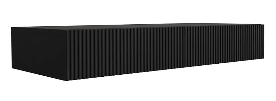 Coiffeuse suspendue avec deux tiroirs, façade rainurée - Couleur : noir, 100 x 40 x 16 cm