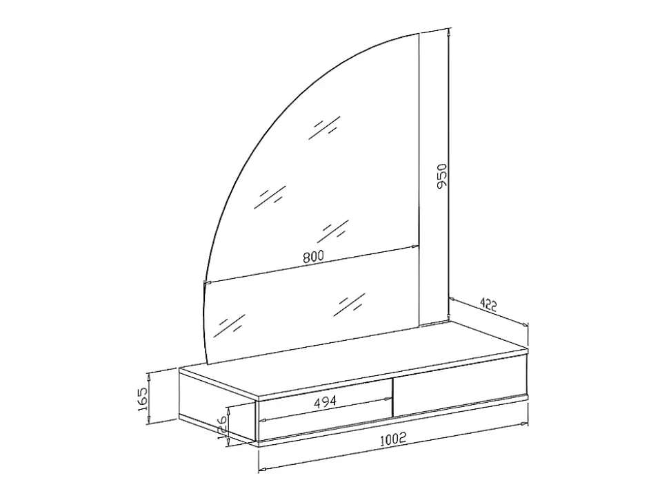 Coiffeuse suspendue avec miroir à LEDs - 2 tiroirs - Blanc brillant - JINEZA