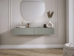 Coiffeuse suspendue avec deux tiroirs, façade lisse - couleur : aloès vert, 100 x 40 x 16 cm