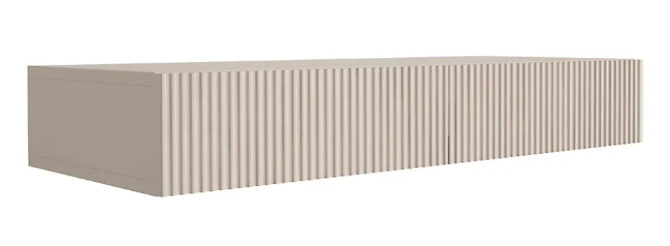 Coiffeuse suspendue avec deux tiroirs, façade rainurée - Couleur : cachemire, 100 x 40 x 16 cm
