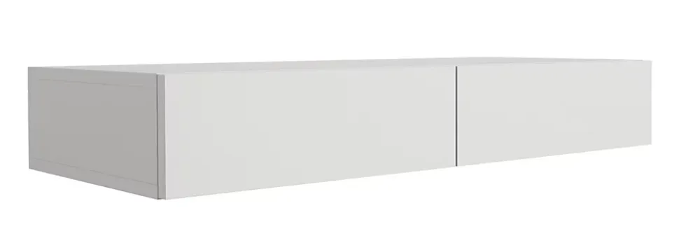 Coiffeuse suspendue avec deux tiroirs, façade lisse - Couleur : blanc, 100 x 40 x 16 cm