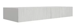 Coiffeuse suspendue avec deux tiroirs, façade rainurée - Couleur : blanc, 100 x 40 x 16 cm