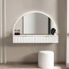 Coiffeuse suspendue avec miroir et LEDs - 2 tiroirs - Blanc - FRALYN