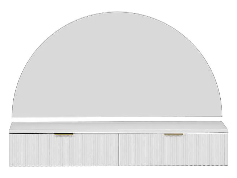 Coiffeuse suspendue avec miroir et LEDs - 2 tiroirs - Blanc - FRALYN