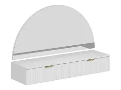 Coiffeuse suspendue avec miroir et LEDs - 2 tiroirs - Blanc - FRALYN