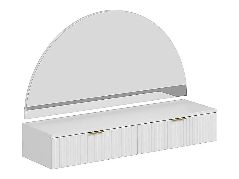 Coiffeuse suspendue avec miroir et LEDs - 2 tiroirs - Blanc - FRALYN