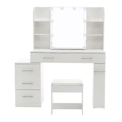 Coiffeuse Table de maquillage Table de toilette avec miroir Tiroir Éclairage LED