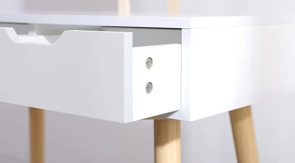 Coiffeuse table de maquillage avec miroir LED et tabouret coloris blanc H129 x L80 x P40 cm