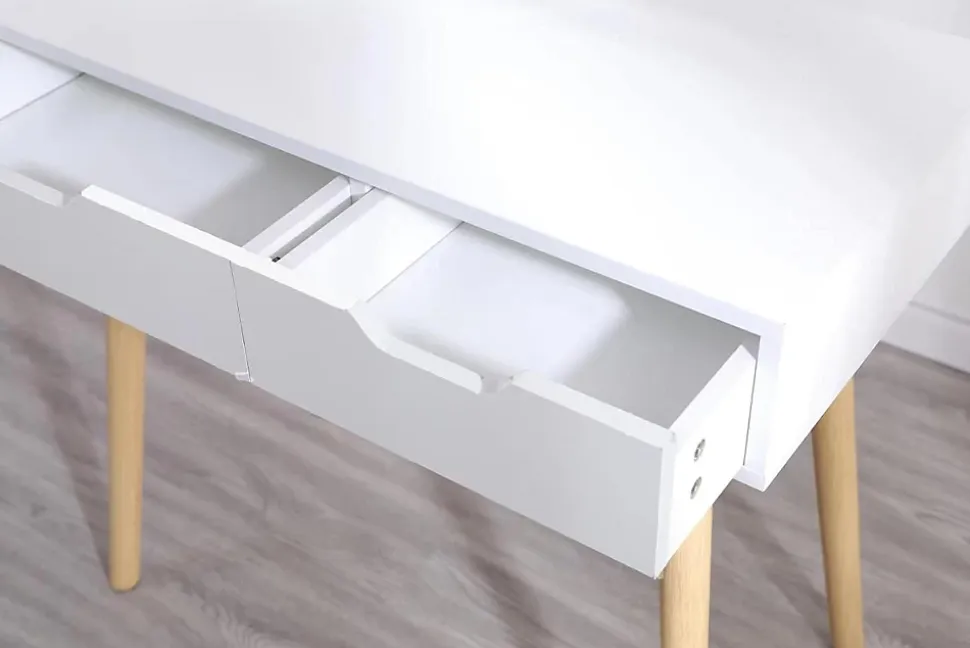 Coiffeuse table de maquillage avec miroir LED et tabouret coloris blanc H129 x L80 x P40 cm
