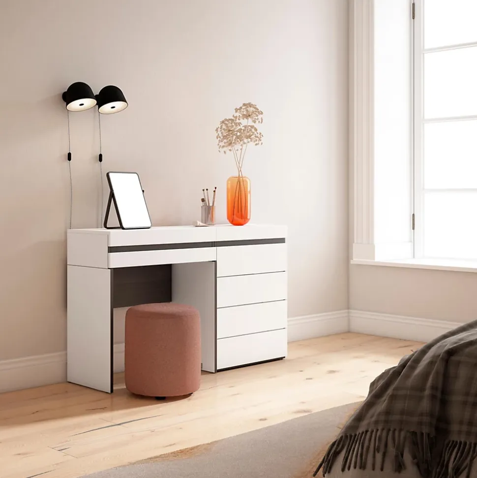 Coiffeuse 127x35x75cm avec tiroir commode buffet couleur blanc