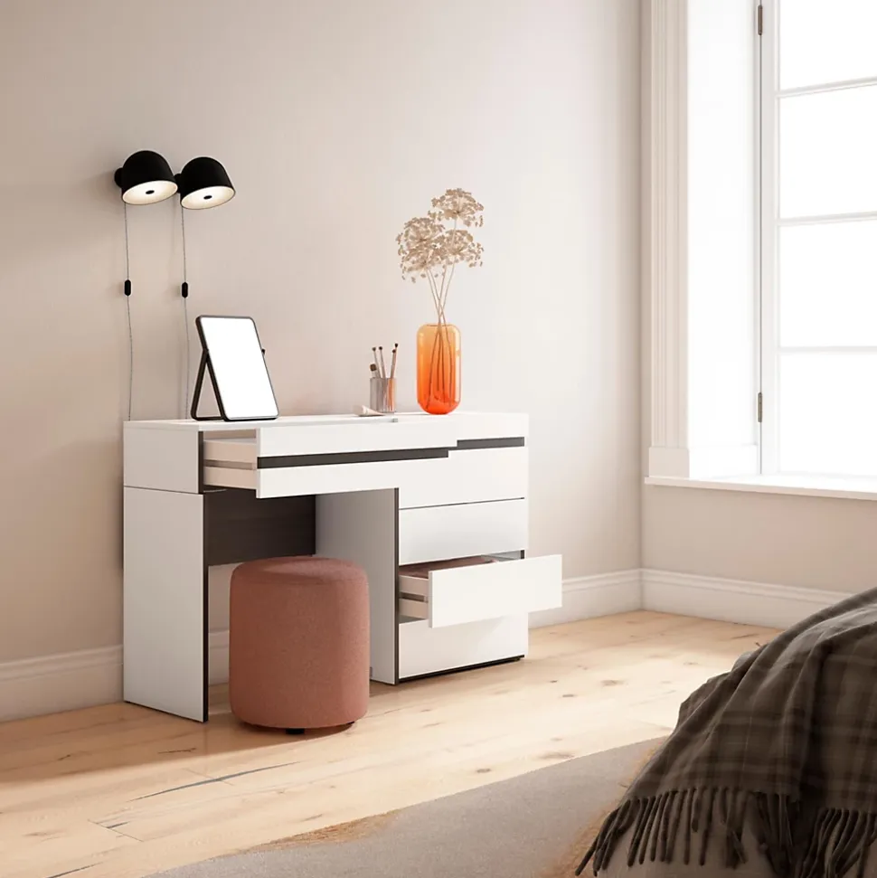 Coiffeuse 127x35x75cm avec tiroir commode buffet couleur blanc