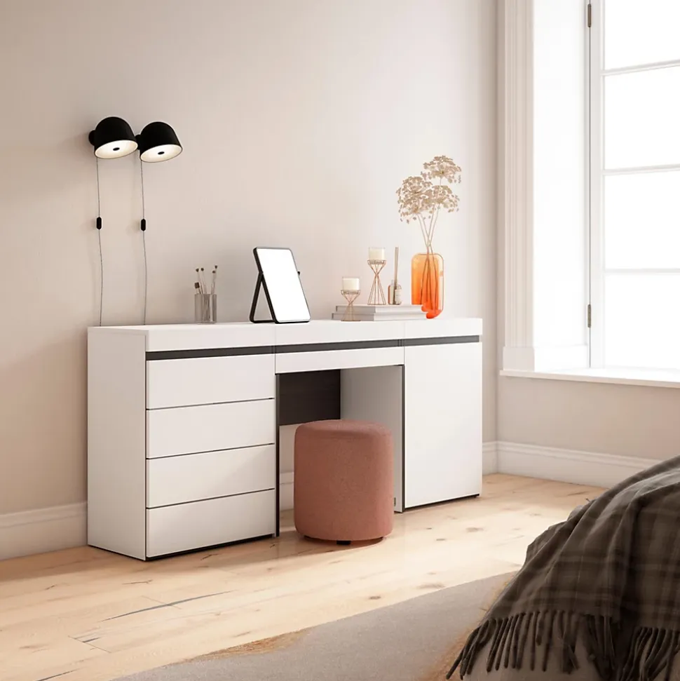 Coiffeuse 177x35x75cm avec tiroir commode buffet couleur blanc