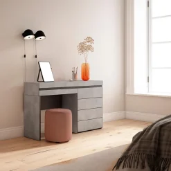 Coiffeuse 127x35x75cm avec tiroir commode buffet couleur gris ciment