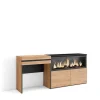 Coiffeuse 177x35x75cm avec tiroir feu led sans chaleur XXL chêne