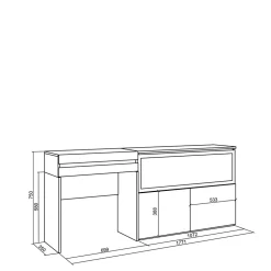 Coiffeuse 177x35x75cm avec tiroir feu led sans chaleur XXL chêne