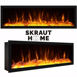 Coiffeuse 234x35x75cm feu led sans chaleur XXL commode buffet blanc
