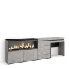 Coiffeuse 234x35x75cm feu led sans chaleur XXL commode buffet gris