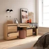 Coiffeuse 234x35x145cm feu led sans chaleur XXL commode buffet chêne