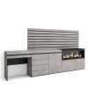 Coiffeuse 284x35x145cm feu led sans chaleur XXL commode buffet gris