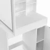 Coiffeuse ZELIA blanche miroir LED avec rangement, 1 tiroir, 1 caisson de rangement et tabouret rembourré