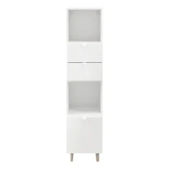 Colonne de rangement blanche sur pieds avec tiroirs et porte GoodHome Atomia H. 161 x L. 37,5 x P. 35 cm