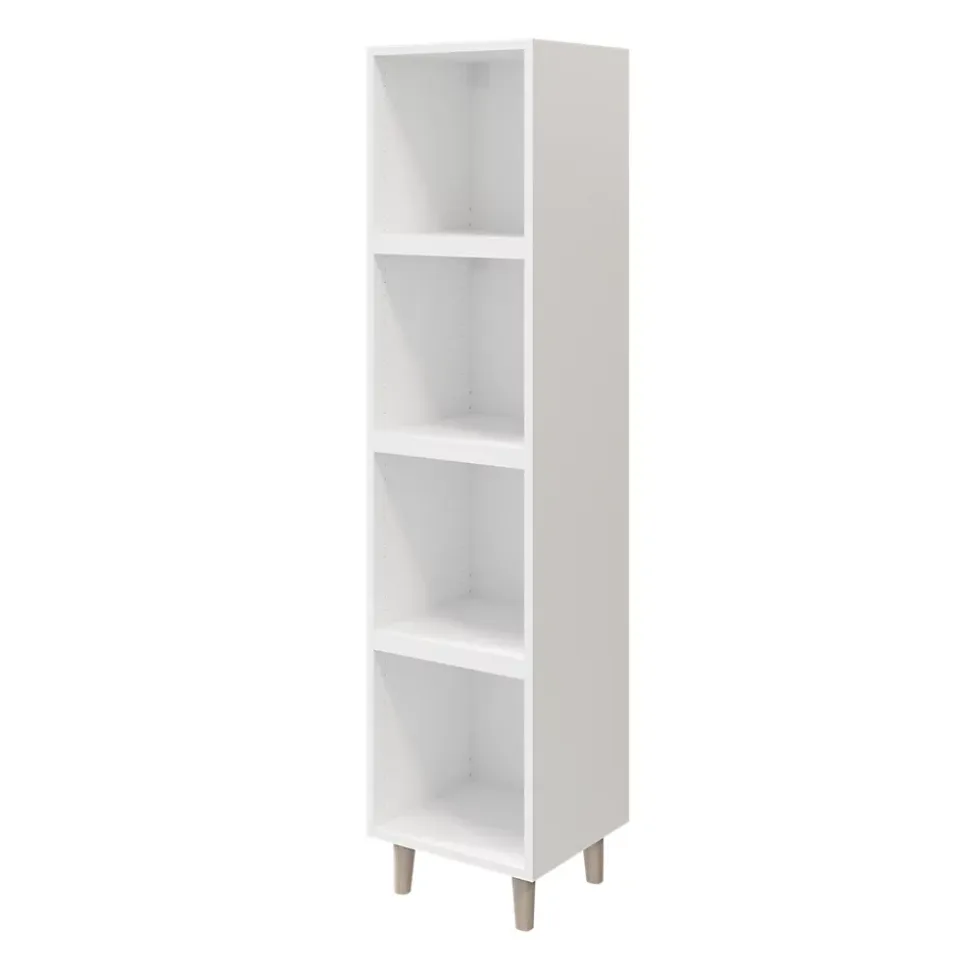 Colonne de rangement blanche sur pieds avec tiroirs et porte GoodHome Atomia H. 161 x L. 37,5 x P. 35 cm