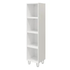 Colonne de rangement blanche sur pieds avec tiroirs et porte anthracite brillant GoodHome Atomia H. 161 x L. 37,5 x P. 35 cm