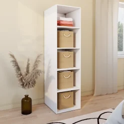 Colonne de rangement blanche 4 tablettes GoodHome Atomia H. 187,5 x L. 50 x P. 58 cm