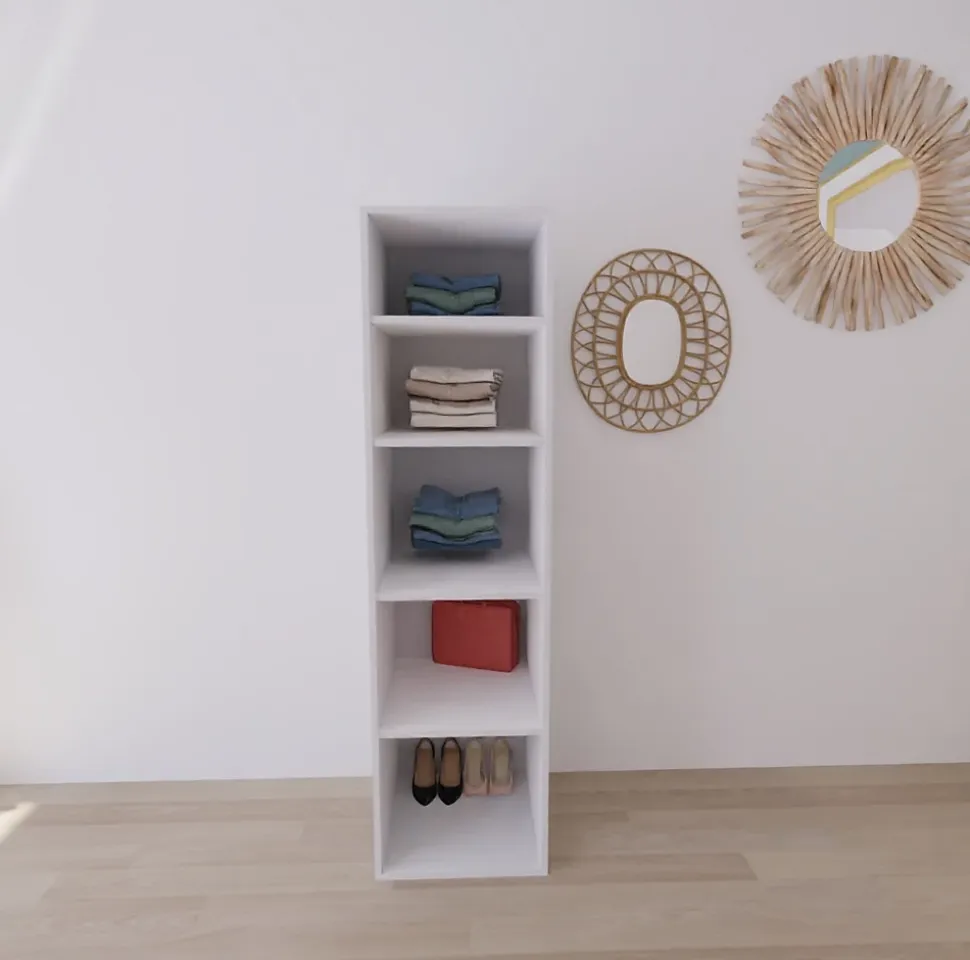 Colonne de rangement blanche 4 tablettes GoodHome Atomia H. 187,5 x L. 50 x P. 58 cm