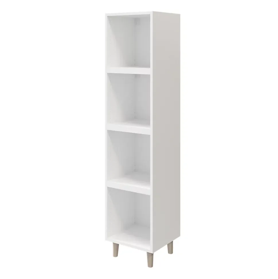 Colonne de rangement blanche sur pieds avec tiroirs et porte effet chêne GoodHome Atomia H. 161 x L. 37,5 x P. 35 cm