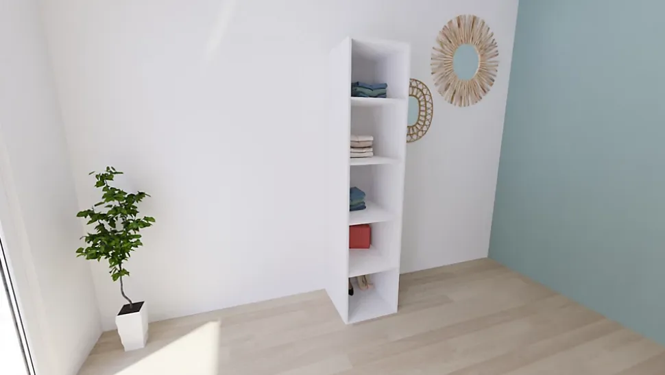 Colonne de rangement blanche 4 tablettes GoodHome Atomia H. 225 x L. 50 x P. 58 cm