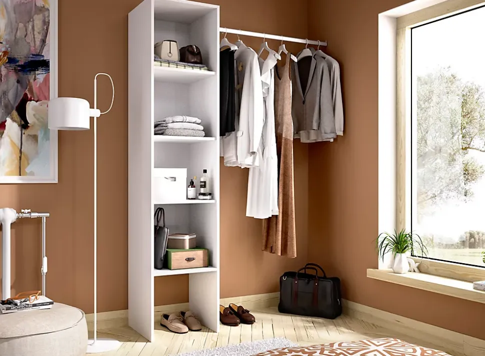 Colonne dressing en panneaux de particules mélaminés coloris blanc - Longueur 137.5 x Profondeur 40.2 x Hauteur 185.5 cm