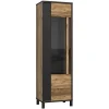 Colonne vitrine 1 porte décor bois et noir pieds noir - CELIA