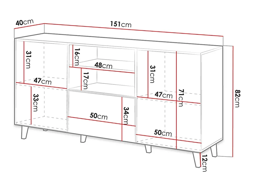 Come - buffet bas - effet bois - 2 portes, 1 tiroir et 1 niche - 150 cm - Best Mobilier