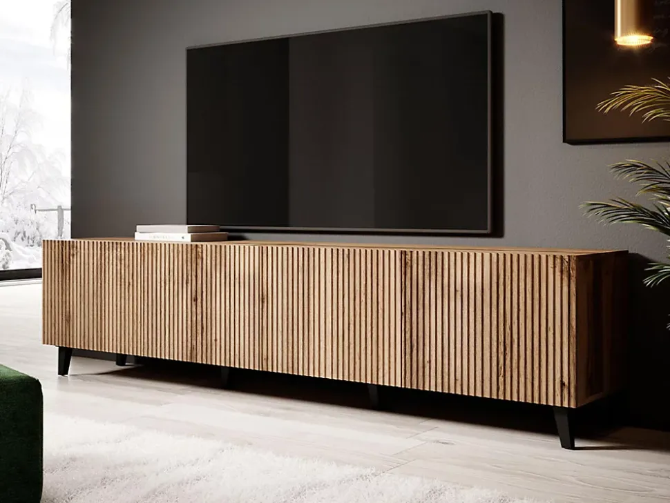 Come - meuble TV - effet bois - 4 portes - 200 cm - Best Mobilier