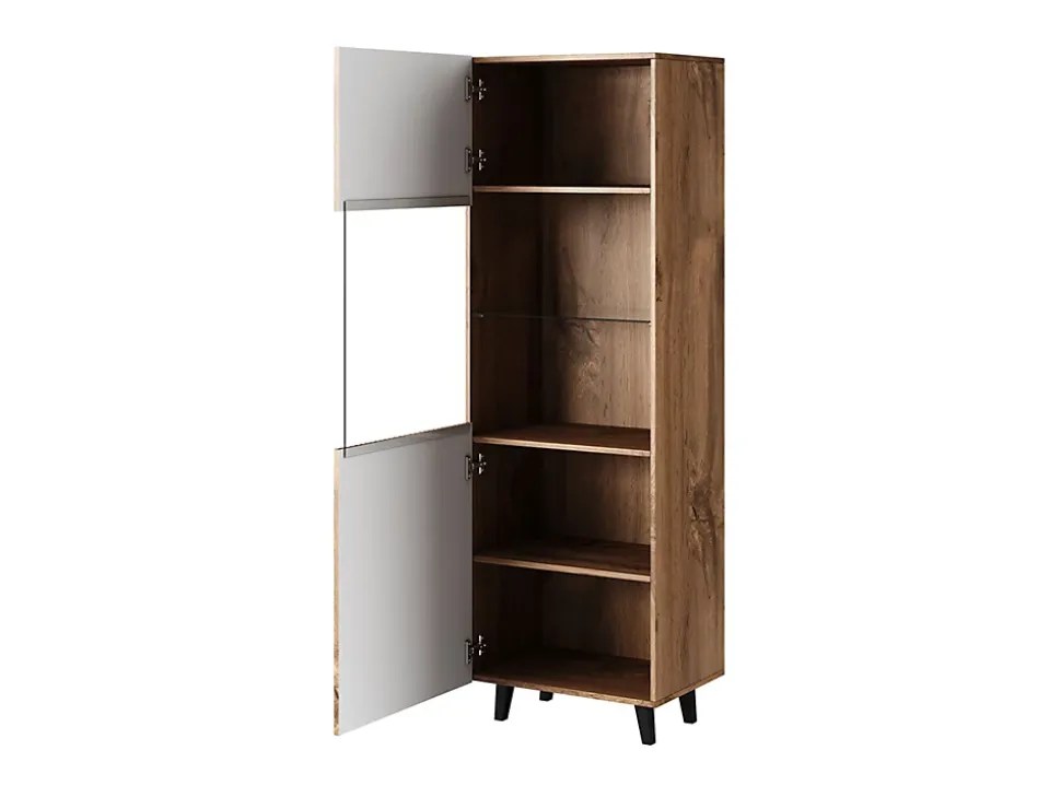 Come - vitrine - effet bois - 1 porte - 60x182 cm - Best Mobilier