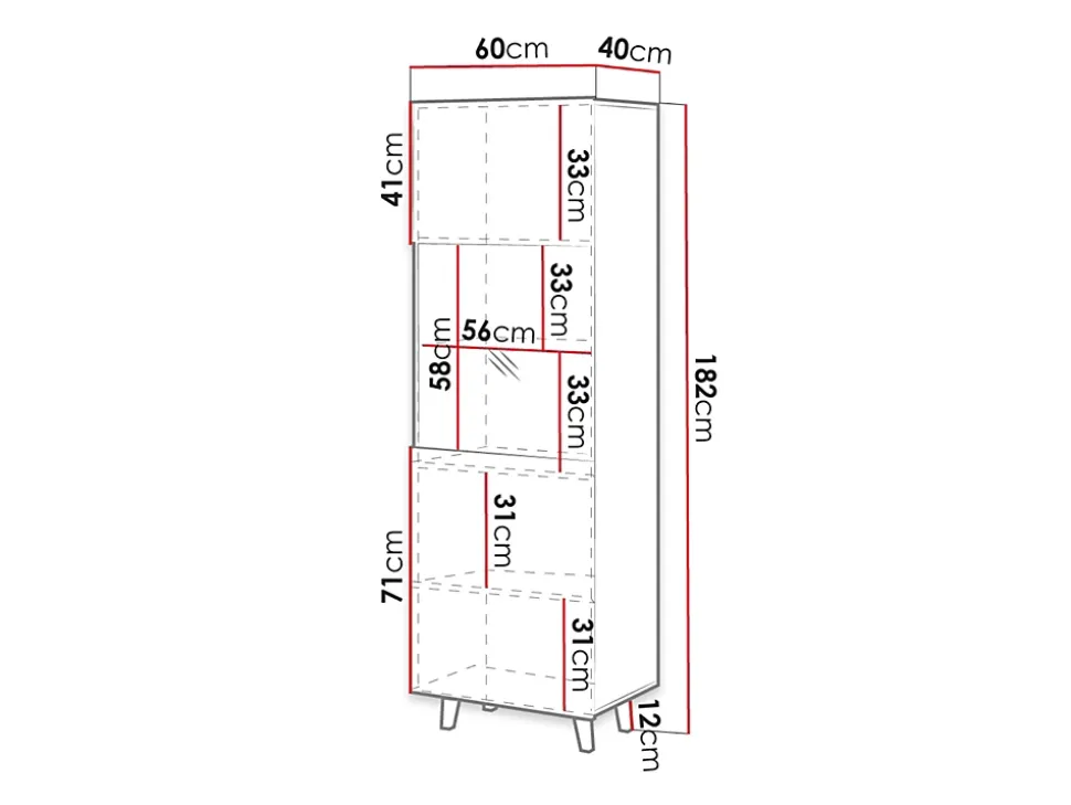Come - vitrine - effet bois - 1 porte - 60x182 cm - Best Mobilier