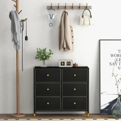 Commode 5 6 8 Tiroirs Meuble de Rangement en Tissu avec Cadre en Métal Dispositif Anti-basculement