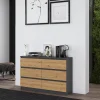 Commode : 6 Tiroirs, Anthracite/artisan, 30 X 75 X 120 Cm