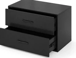 Commode à 2 Tiroirs Empliable Commode de Rangement en Bois avec Dispositifs Anti basculement Armoire de Rangement Noir