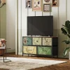 Commode 100 cm, avec 5 tiroirs de rangement, motif vintage - Multicouleur