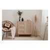 Commode - KUTA 01A - 1 porte - 3 tiroirs - Chene sonoma / Osier Palu - 80,9 x 84 x 40 cm