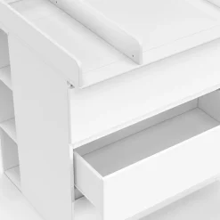Commode à langer évolutive AMBRE blanc 3 tiroirs table à langer et 2 étagères amovibles