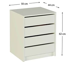 Commode / Meuble de rangement coloris blanc - Hauteur 61.4 x Longueur 50 x Profondeur 44 cm