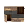 Commode 2 portes 4 tiroirs décor bois vintage béton gris - DEST