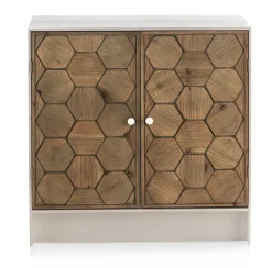 Commode 2 portes en frêne blanc patiné