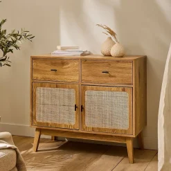Commode 2 portes en rotin et 2 tiroirs L90 cm - ALIA
